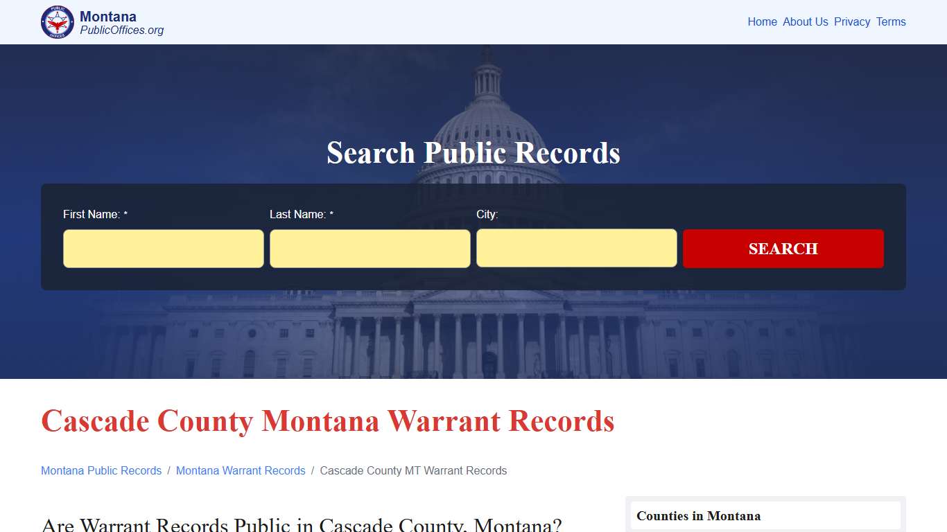 Cascade County, MT Warrant Records Search – PublicOffices.org