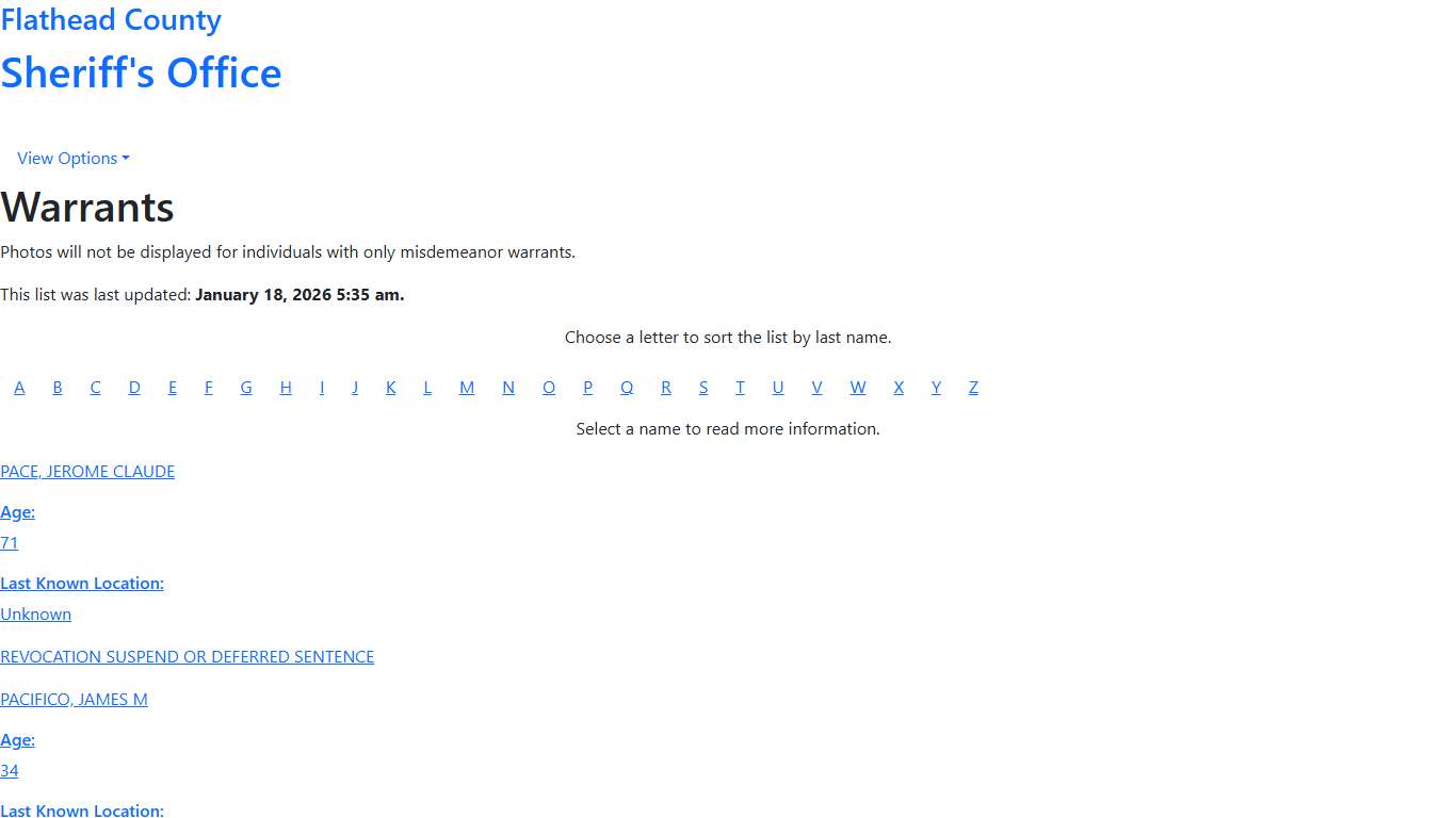 FC Sheriff's Office - Warrants